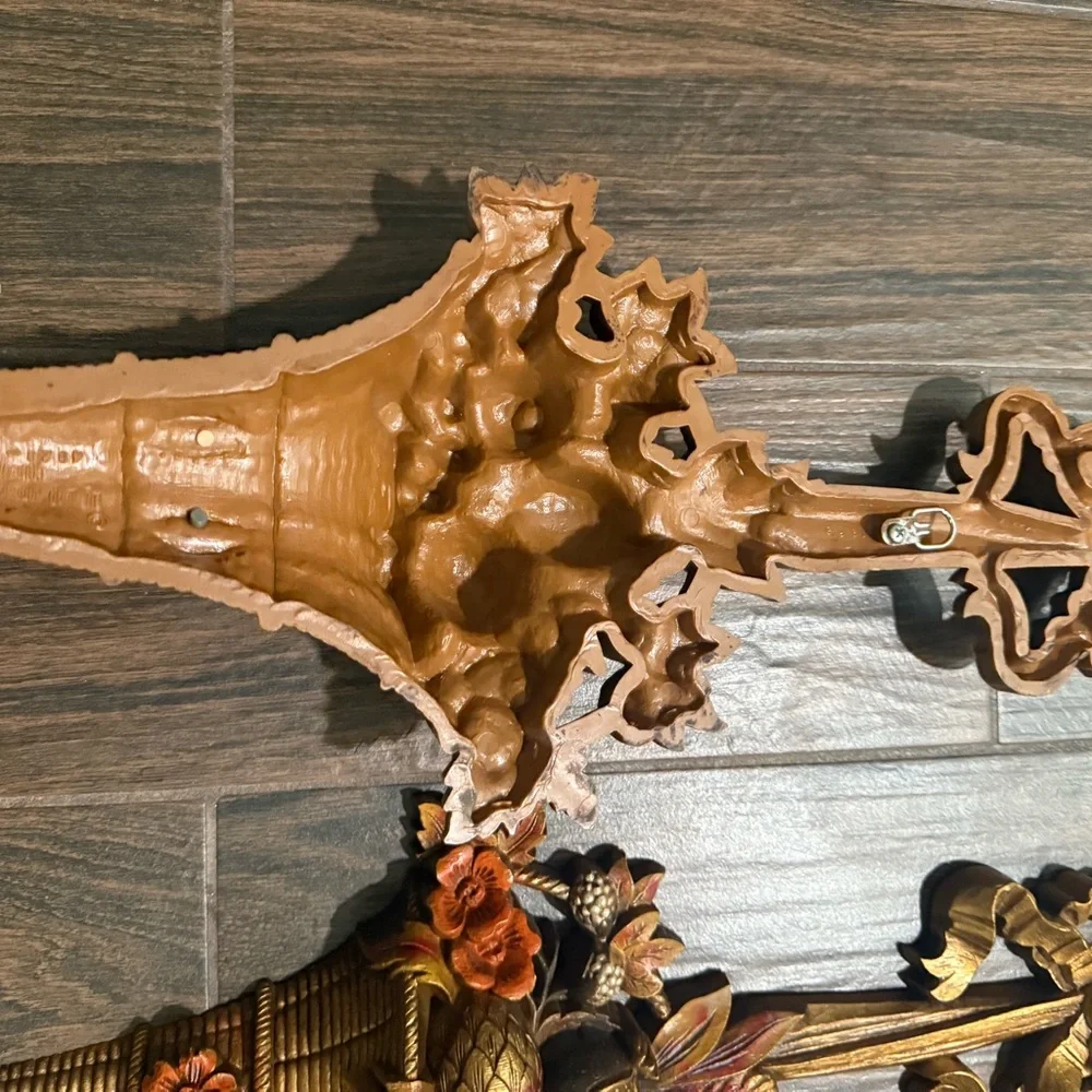Gold and Orange Decorative Wall Hooks with Floral Design vintage burwood wall de